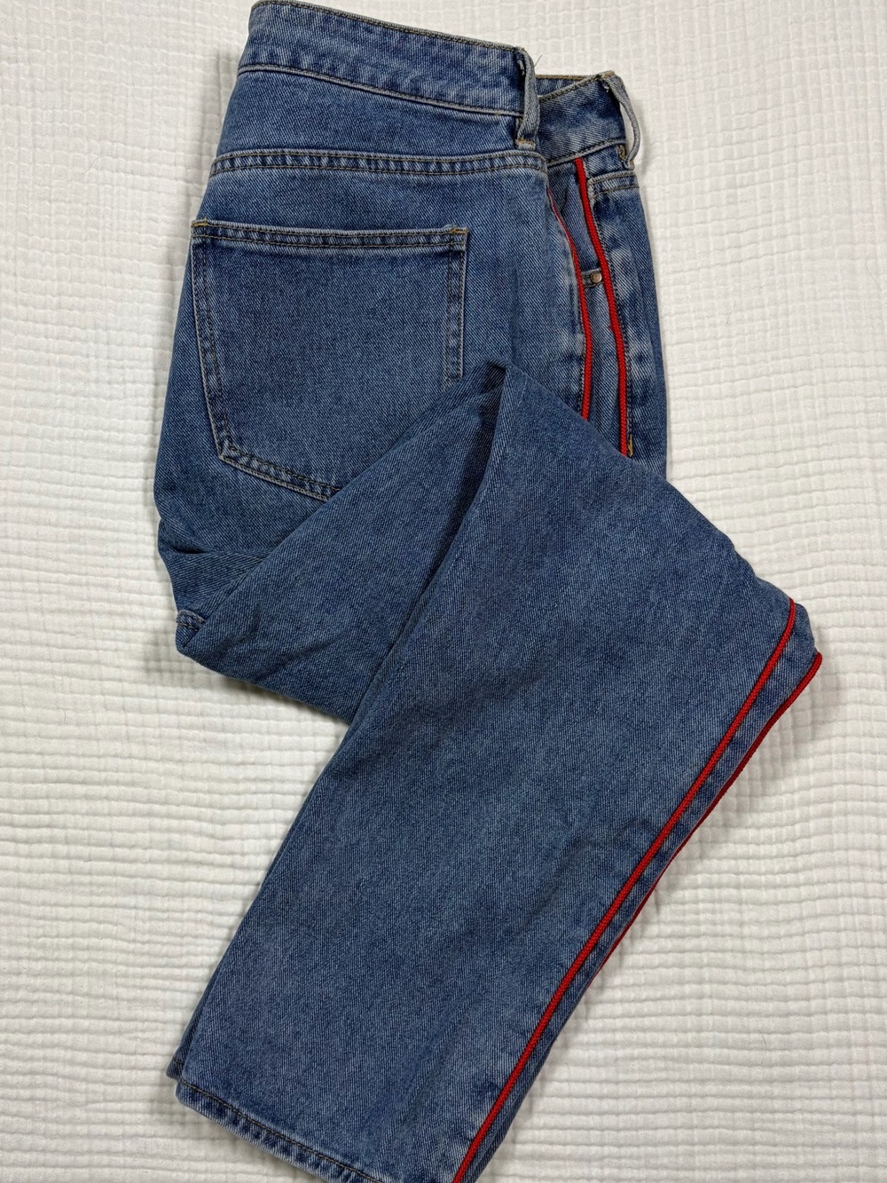 PacSun Mom Jeans Medium Wash Denim Red Side Stripe High Rise Pants Sz 10